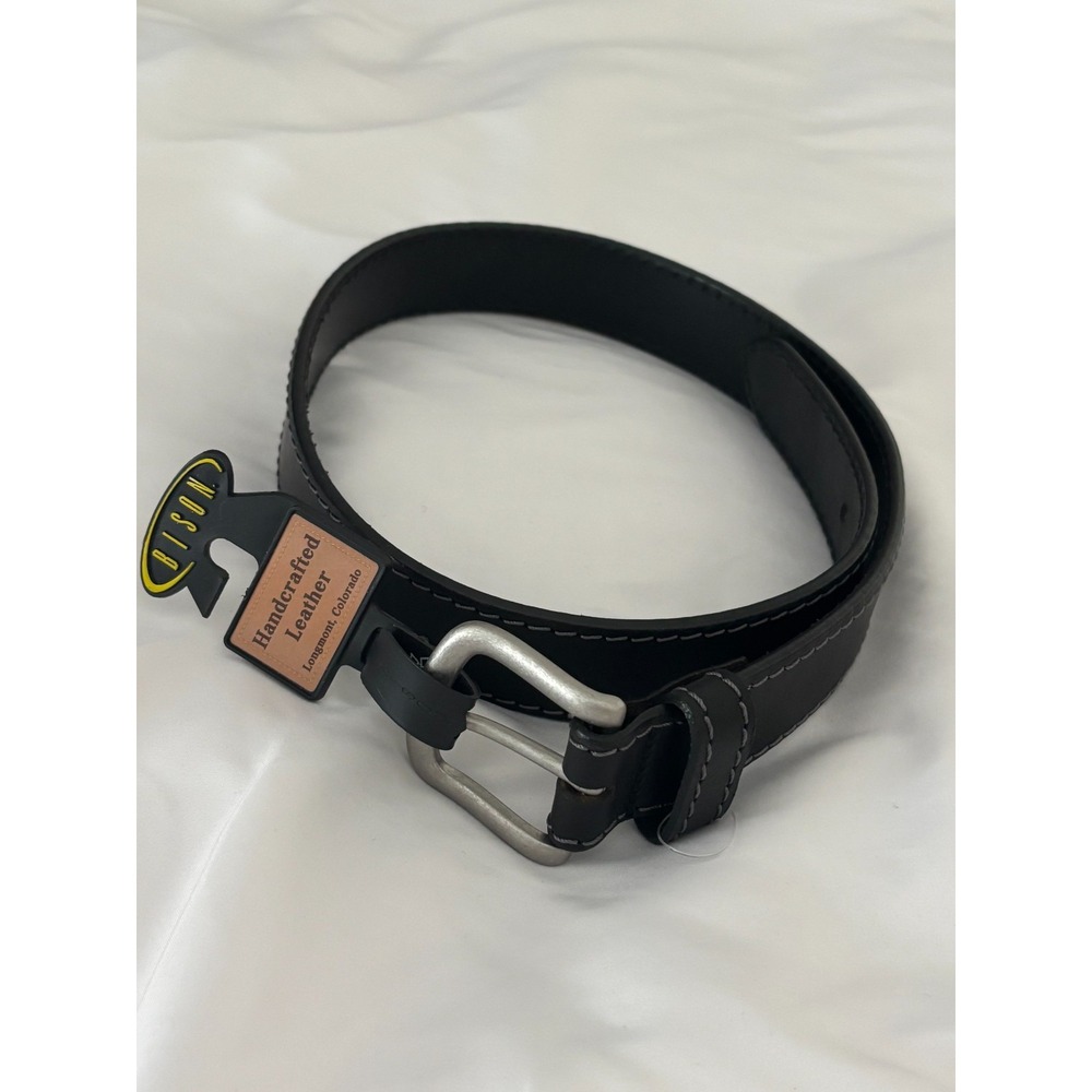 New Bison Designs Leather Belt 30 Crazy Horse Black Durango Rugged Rustic Ranch